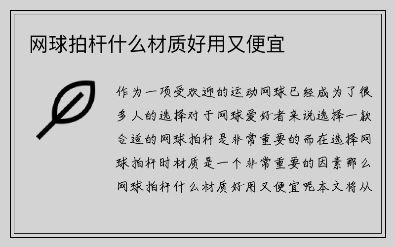 网球拍杆什么材质好用又便宜