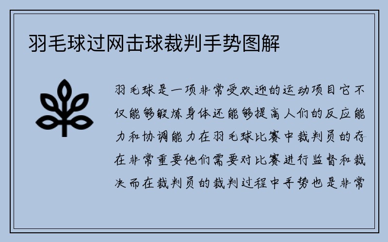 羽毛球过网击球裁判手势图解