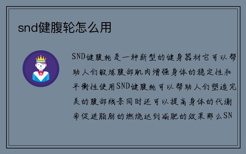 snd健腹轮怎么用