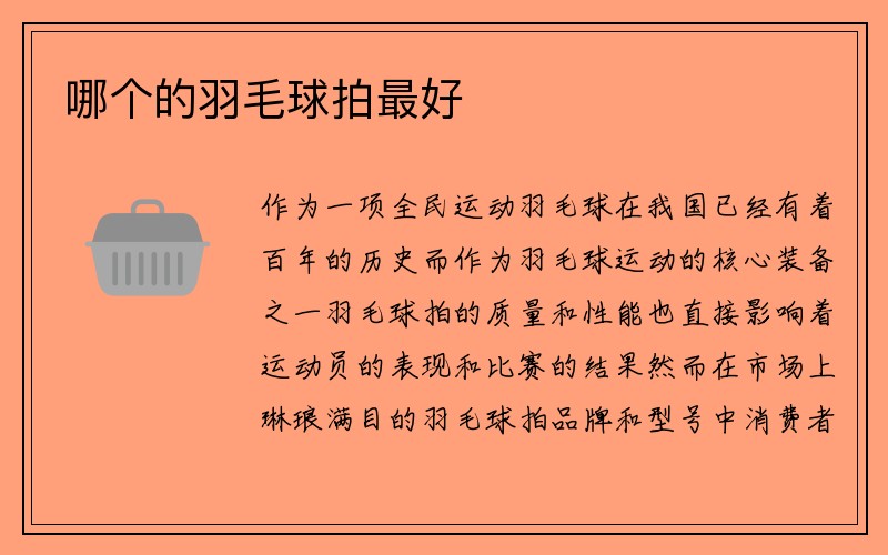 哪个的羽毛球拍最好